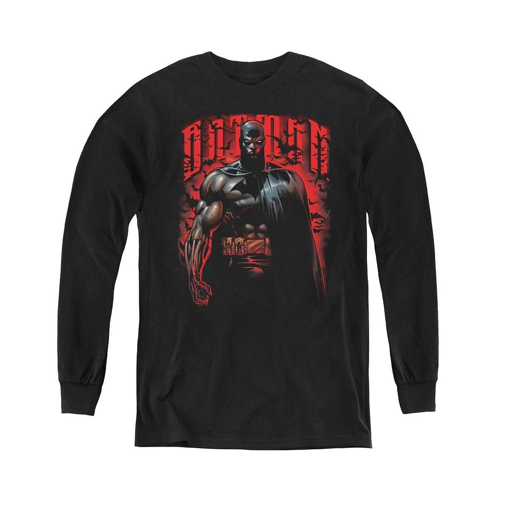 Batman Boys Youth Red Knight Long Sleeve Sweatshirts