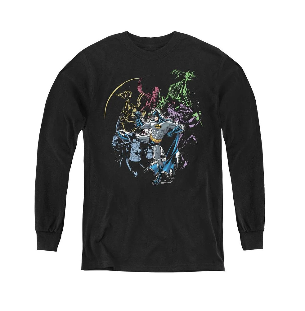 Batman Boys Youth Surrounded Long Sleeve Sweatshirts