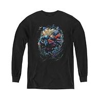 Superman Boys Youth Breaking Space Long Sleeve Sweatshirts