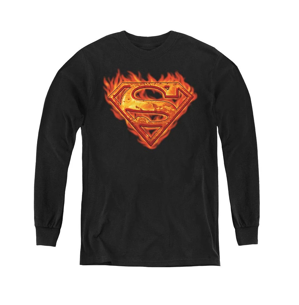 Superman Boys Youth Hot Metal Long Sleeve Sweatshirts