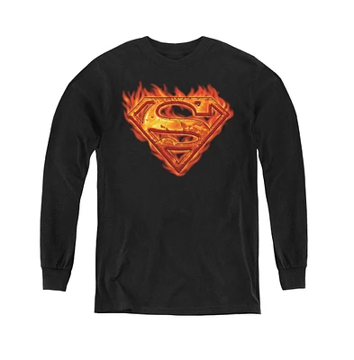 Superman Boys Youth Hot Metal Long Sleeve Sweatshirts