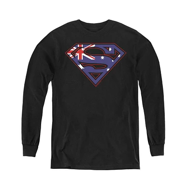 Superman Boys Youth Australian Shield Long Sleeve Sweatshirts