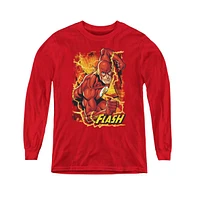 Justice League Boys of America Youth Flash Lightning Long Sleeve Sweatshirts