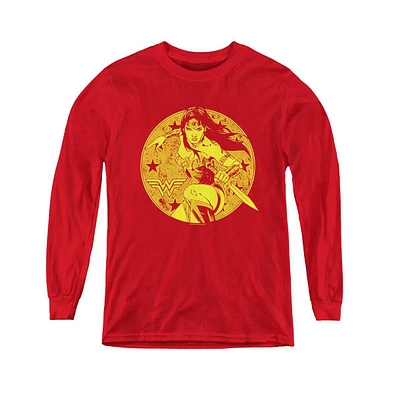Justice League Boys of America Youth Young Wonder Woman Long Sleeve Sweatshirts