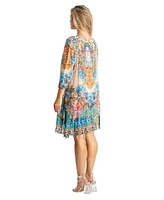 La Moda Clothing Women's Boho Queen Short V-neck Dress