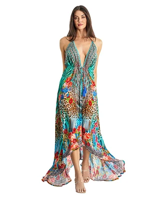 La Moda Clothing Women's Maxi Halterneck Dress