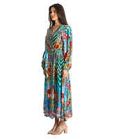 La Moda Clothing Women's Maxi Belted Cape Dress