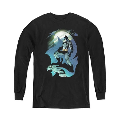 Batman Boys Youth Glow Of The Moon Long Sleeve Sweatshirts