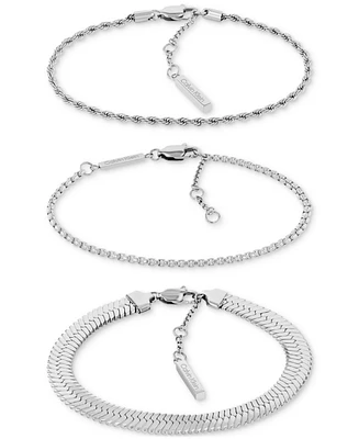 Calvin Klein Stainless Steel 3-Pc. Set Mixed Chain Link Bracelets
