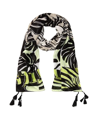 Olsen Palm Leaf Scarf with Tassel Trim