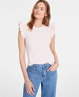 On 34th Womens Ruffle Sleeve Top Patch Pocket Wide Leg Jeans Stackable Bracelets Created For Macys