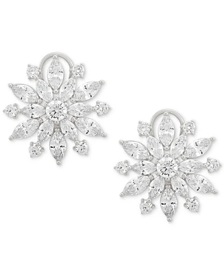 Arabella Cubic Zirconia Flower Statement Earrings in Sterling Silver