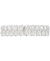 Arabella Cubic Zirconia Mixed Cut Wide Bangle Bracelet in Sterling Silver