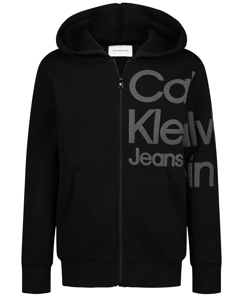 Calvin Klein Big Boys Fashion Logo Fleece Zip Hoodie