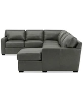 Radley 129" 6-Pc. Leather Square Corner Modular Chaise Sectional, Created for Macy's