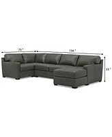 Radley 136" 4-Pc. Leather Square Corner Modular Chaise Sectional, Created for Macy's