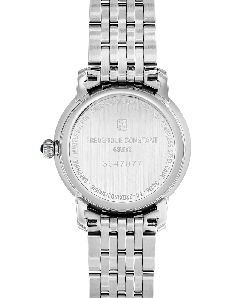 Frederique Constant Women's Swiss Classic Slimline (5/8 ct. t.w.) Stainless Steel Bracelet Watch 30mm
