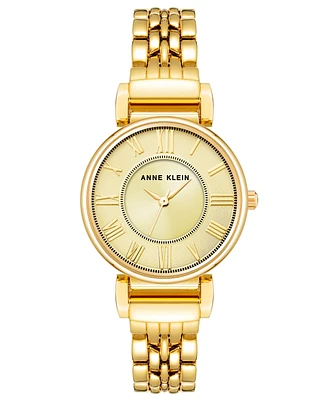 Anne Klein Women's Quartz Gold-Tone Alloy Link Bracelet Watch, 30mm