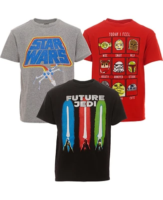 Star Wars Boys C-3PO Chewbacca Stormtrooper 3 Pack T-Shirts Black/Blue/Gray Heather