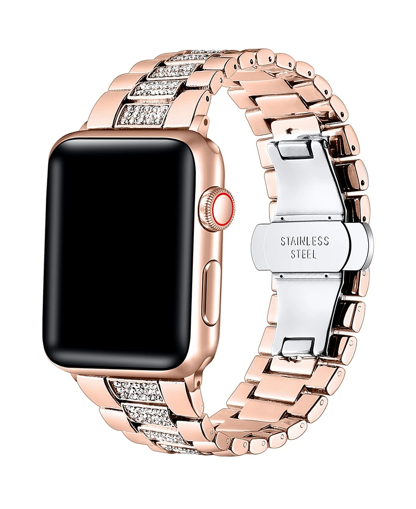 Posh Tech Women's Kristina Rose Gold Stainless Steel Band for Apple Watch Size-42mm,44mm,45mm,49mm