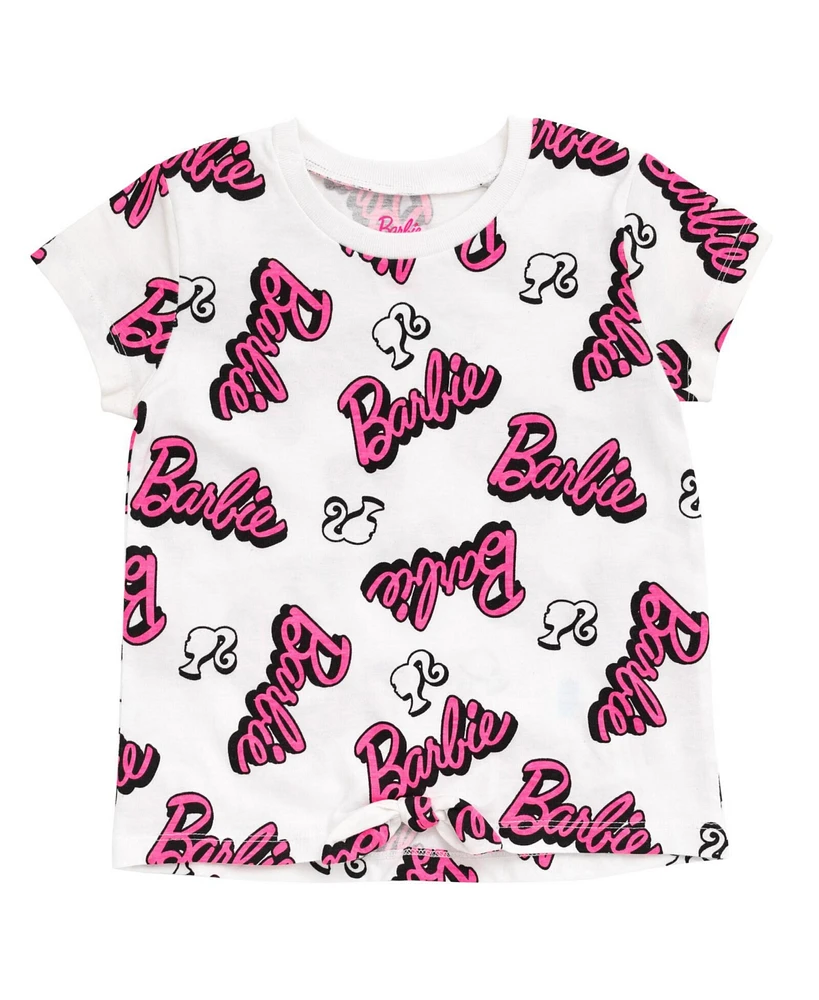 Barbie Girls T-Shirt and Dolphin Active Shorts Outfit Set Pink / Black
