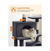 Slickblue Cat Tree Tower With Hammock, Basket, Scratching Posts, Caves, Plush Perches