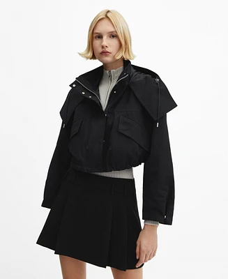 Mango Women's Cropped Hooded Parka