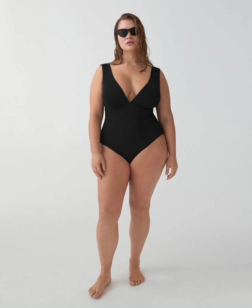 Mango Women's V-Neck Swimsuit