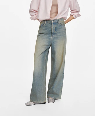 Mango Women's Low-Rise Loose-Fit Wideleg Jeans