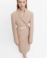 Mango Women's Belted Structured Double Fabric Coat