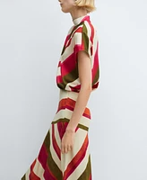 Mango Women's Striped Asymmetric Skirt