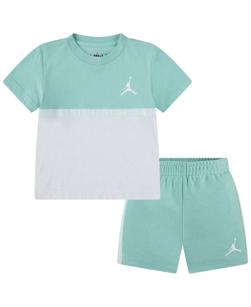 Jordan Little Boys Jumpman Blocked Taping Tee and Shorts Set