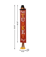 Glitzhome 58.5"H Thanksgiving Wooden "Happy Turkey Day" Porch Sign with Fabric Dangling Legs