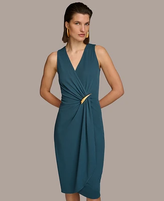 Donna Karan Women's Sleeveless Draped Jersey Midi Dress