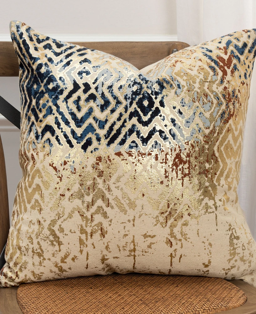 Rizzy Home Geometric Polyester Filled Decorative Pillow, 20" x 20" - Gold