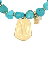 Robert Lee Morris Soho Turquoise Beaded Textured Charm Stretch Bracelet