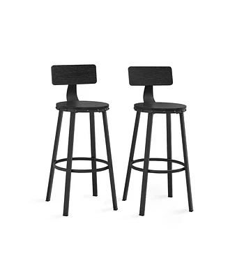 Slickblue Set Of 2 Industrial Bar Stools With Backrests