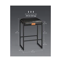 Counter Height Bar Stools Set of 2, Synthetic Leather with Stitching