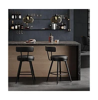 Swivel Counter Stools with Synthetic Leather Backs, Set of 2