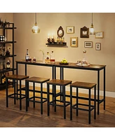 Slickblue Industrial Brown Bar Table With 2 Stools