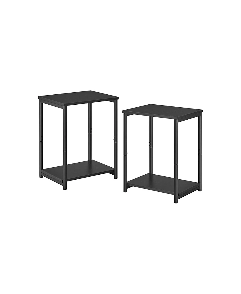 Slickblue Set Of 2 Industrial End Table Side With Storage Shelf