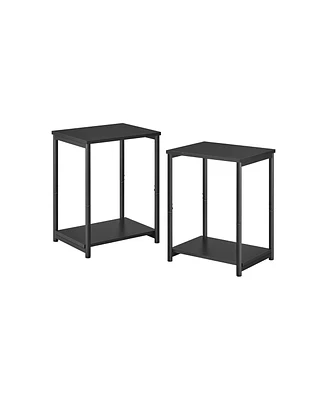Slickblue Set Of 2 Industrial End Table Side With Storage Shelf