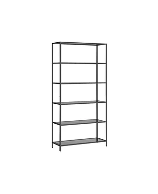 Slickblue Bookcase, 6-Tier Bookshelf, Slim Shelving Unit for Bedroom, Bathroom, Home Office, Tempered Glass