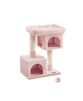 Slickblue Cat Tree, 33.1-Inch Cat Tower, L, Cat Condo for Large Cats up to 16 lb, Large Cat Perch, 2 Cat Caves, Scratching Post