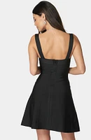 Bebe Women's Luxe Bandage Square Neck Fit & Flare Dress