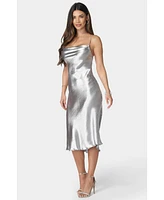 Bebe Women's Hammered Satin Rhinestone Dress