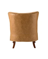 Basdeo Traditional Upholstered Armchair with Wooden Legs