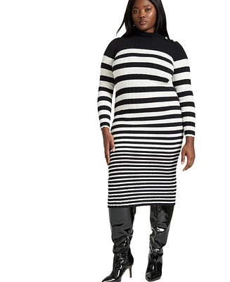 Eloquii Plus Size Preppy Striped Sweater Dress
