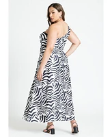 Eloquii Plus Size Zebra Print Flowy Maxi Dress