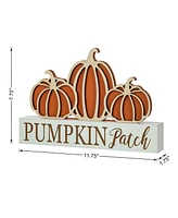 Glitzhome 11.75"L Fall Wooden "Pumpkin Patch" Pumpkins Table Sign